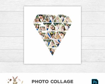 Diamond Photo Collage | Photoshop Template | Diamond Shape Collage | Photo Collage Template | Mood Board Template | Photoshop Collage