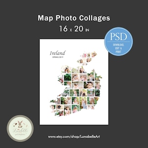 Collage de Irlanda / Collage de fotos del mapa de Irlanda / Collage de fotos de viajes / Plantilla de collage de fotos de destino / Plantilla de fotos de destino de vacaciones