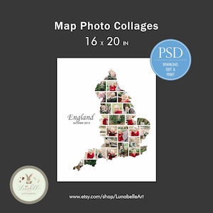 England Collage | England Map Photo Collage | Travel Photo Collage | Destination Photo Collage Template | Holiday Photo Template
