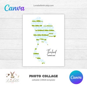 Thailand Collage | Thailand Map Photo Collage | Travel Photo Collage | Destination Photo Collage Template | Holiday Photo Template