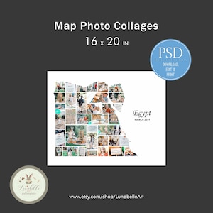 Ägypten Collage | Ägypten Karte Fotocollage | Reise-Foto-Collage | Ziel-Foto-Collage-Vorlage | Urlaubsziel Fotovorlage