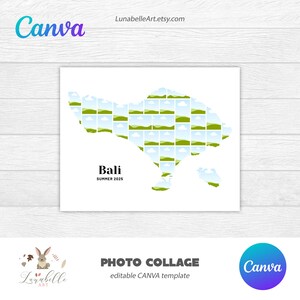 Bali Collage | Bali Map Photo Collage | Travel Photo Collage | Destination Photo Collage Template | Holiday Destination Photo Template