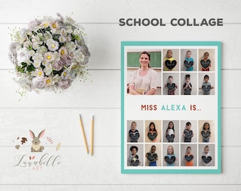 Collage fotografico scolastico / Espositore fotografico scolastico / Regalo per gli insegnanti / Collage fotografico di classe personalizzato / Foto di laurea scolastica / Regalo di fine anno