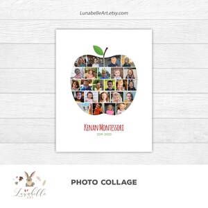 Apple School Photo Collage | School Photo Display | Teachers Gift | Apple Photo Collage | School Graduation Photo | Gift for Teacher image 6