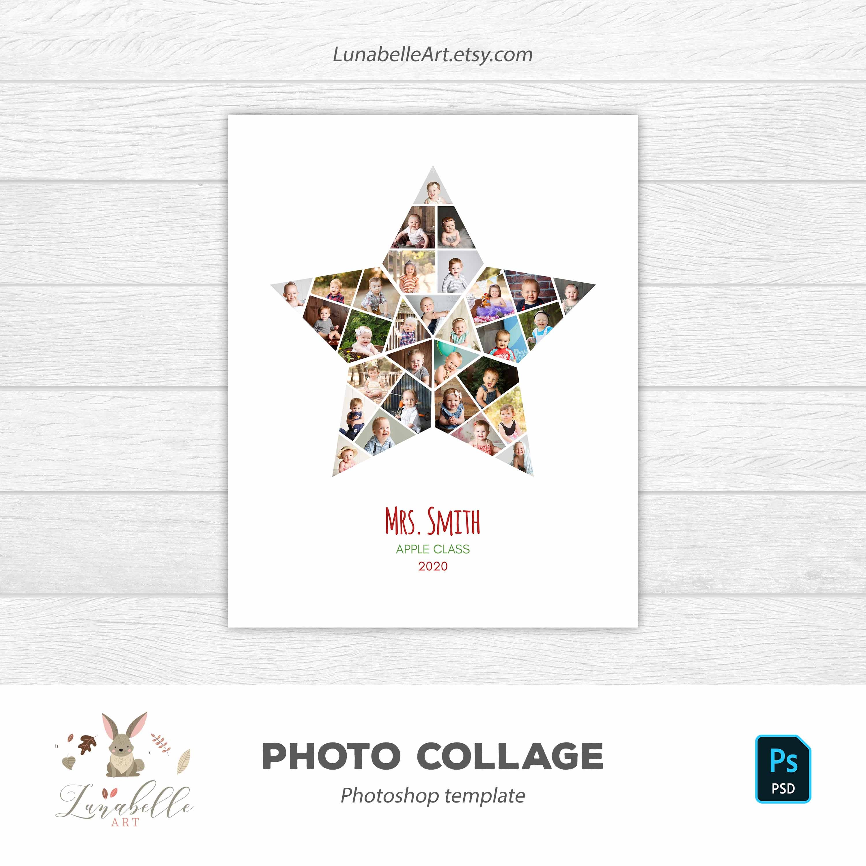 Star Photo Collage | Star Collage Template | Photo Collage Template | Custom Photo Collage | Baby Photo Album | Storyboard | Star Template