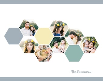 Honeycomb Photo Collage | Photoshop Template | Honeycomb Shape Collage | Photo Collage Template | Mood Board Template | Photoshop Collage