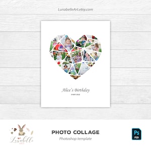 Collage de photos coeur | Collage Photoshop | Collage amoureux | Modèle de collage de photos | Modèle de tableau d'ambiance | Scénarimage | Collage personnalisé