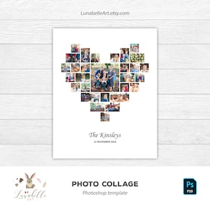 Heart Photo Collage | Photoshop Collage | Love Collage | Photo Collage Template | Mood Board Template | Storyboard | Custom Collage