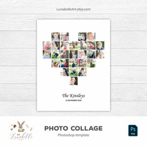 Heart Photo Collage | Photoshop Collage | Love Collage | Photo Collage Template | Mood Board Template | Storyboard | Custom Collage