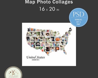 United States Collage | United States Map Photo Collage | USA Photo Collage | USA Template | America Photo Collage | Travel Photo Collage