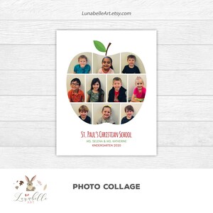 Apple School Photo Collage | School Photo Display | Teachers Gift | Apple Photo Collage | School Graduation Photo | Gift for Teacher image 5