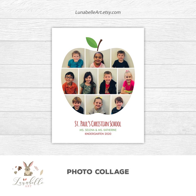 Apple School Photo Collage | School Photo Display | Teachers Gift | Apple Photo Collage | School Graduation Photo | Gift for Teacher image 5