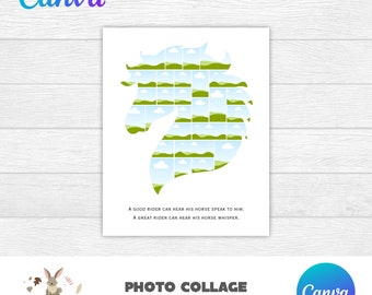 Horse Photo Collage | Animal Collage | Editable Photo Collage Canva Template | DIY Photo Collage