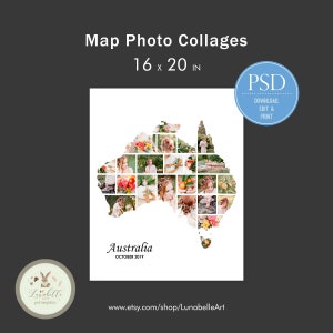 Australien Collage | Australien Karte Fotocollage | Reise-Foto-Collage | Ziel-Foto-Collage-Vorlage | Urlaubsziel Vorlage