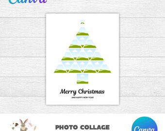 Christmas Tree Photo Collage | Christmas Tree Collage | Editable Photo Collage Canva Template | DIY Photo Collage