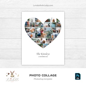 Heart Photo Collage | Photoshop Collage | Love Collage | Photo Collage Template | Mood Board Template | Storyboard | Custom Collage