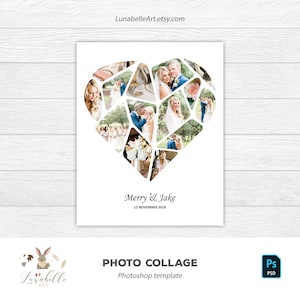 Collage de photos coeur | Collage Photoshop | Collage amoureux | Modèle de collage de photos | Modèle de tableau d'ambiance | Scénarimage | Collage personnalisé
