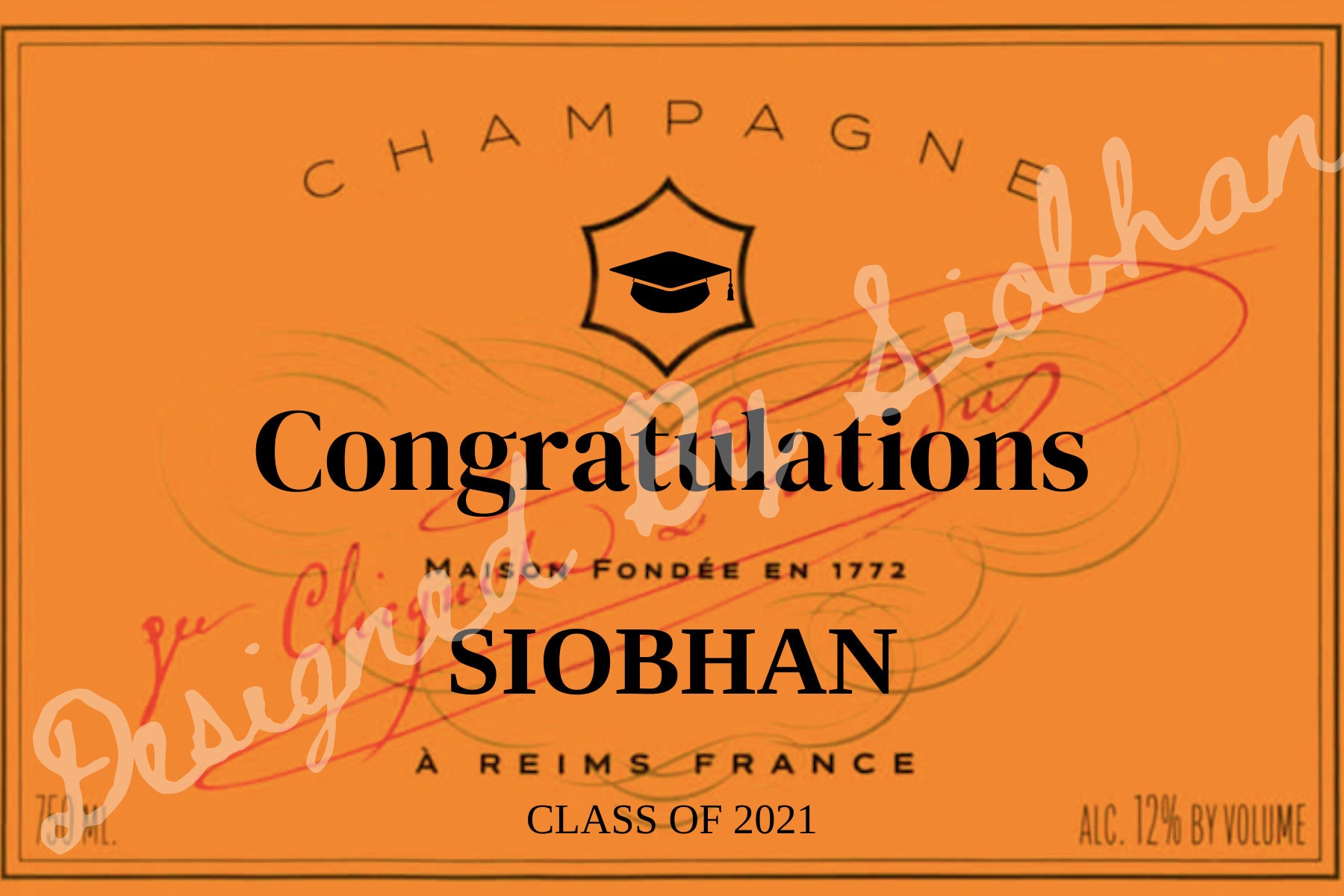 CUSTOM ORANGE Champagne Label Digital Download Veuve Cliquot 