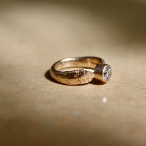 Ethical Diamond Solitaire Engagement Ring | 14kt Gold Textured Band | Sandcast—One-of-a-kind image 2