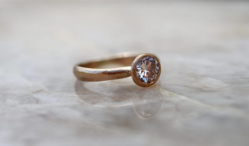 1 Ct Ethical Diamond | 14k Recycled Gold Solitaire Engagement Ring | Sandcast—One-of-a-kind image 7