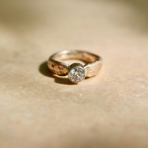Ethical Diamond Solitaire Engagement Ring | 14kt Gold Textured Band | Sandcast—One-of-a-kind image 3