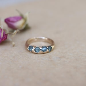 Raw Montana Sapphire Band|14ktGold|Sandcast|Cast in Place|Organic|Textured|Ethical Alternative Wedding Band|WabiSabi|Natural Wedding|Rustic