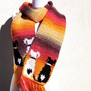 Dog Scarf Crochet Pattern DOGS IN LOVE, Scarf Crochet Pattern Single Crochet Graph Written Instructions Download Scarves Pattern Fall Autumn