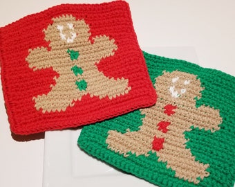 Lebkuchenmann Waschlappen Häkelanleitung Single Crochet SC Graph, Schriftliche Anleitung Word Chart PDF Download Weihnachten Waschlappen Anleitung