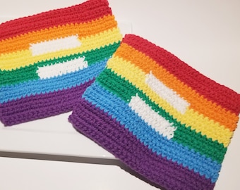 Gleiches Zeichen Regenbogen Waschlappen Häkelanleitung, Single Crochet SC Graph Gay Right Pride Gleichheit LGBTQ Symbol Wort Chart Waschlappen Muster