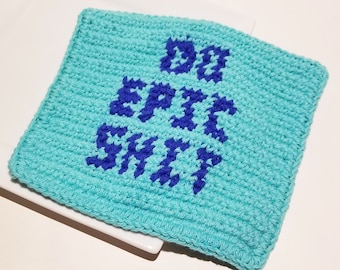 Do Epic Shit Waschlappen Häkelanleitung, Single Crochet SC Graph schriftliche Anleitung PDF Download Schimpfwort Profanität Waschtuch Anleitung