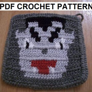 Halloween VAMPIRE Potholder PDF Crochet Pattern - Graph and Written Instructions - Color Change Crochet - Double Crochet Instant Download