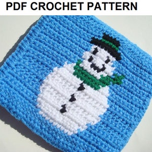 SNOWMAN Potholder PDF Crochet Pattern, Christmas Gift Pot Holder, Graph and Written Instructions, Single Crochet - Snow Man Stocking Stuffer