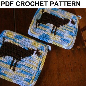 Dairy Goat Nubian Potholder Crochet Pattern Single Crochet Graph Pattern Written Instructions Digital Download PDF Pattern Pot Holder SC