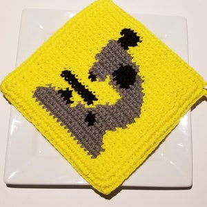 Microscope Potholder Crochet Pattern Single Crochet SC Graph Written Instructions Word Chart PDF Download Crochet Pattern Scientist Geek