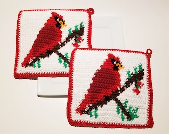 CHRISTMAS CARDINAL häkeln Muster, Weihnachtsgeschenk Topflappen Graph und schriftliche Anweisungen, Einzel häkeln Strumpf Stuffer PDF