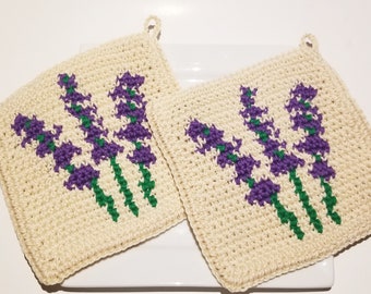 Lavendel Stiele Häkelanleitung, PDF Topflappen Topflappen, Diagramm Geschriebene Anweisungen Einfacher Häkelschal Lila French Lavender Patterns