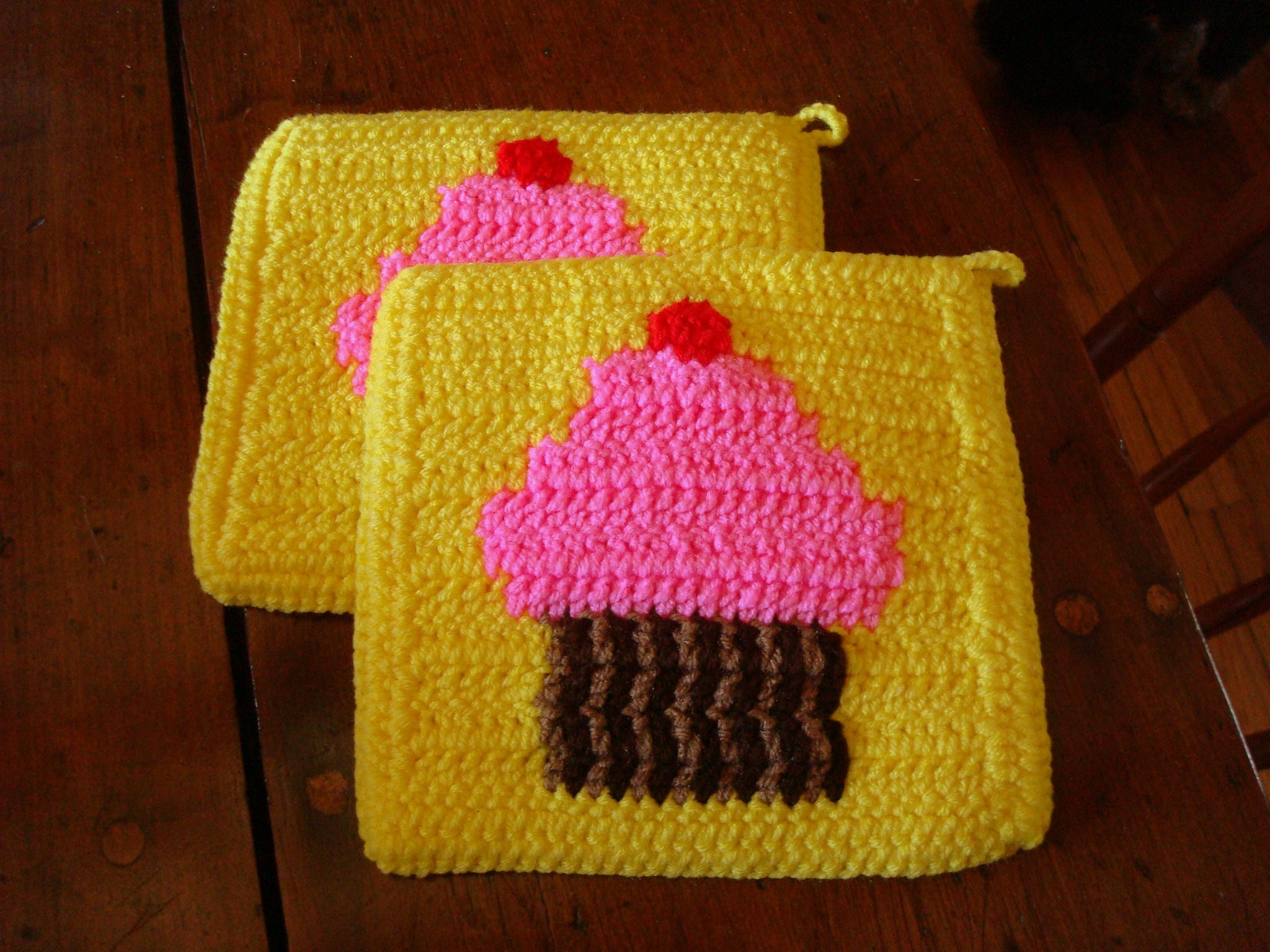 Cherry CUPCAKE Potholder Crochet Pattern Single Crochet SC Etsy