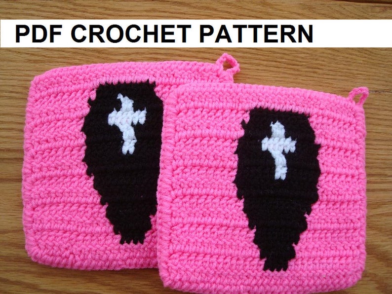 Coffin Potholder PDF Crochet Pattern Graph and Written | Etsy