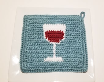 Wine Crochet Pattern, Red Wine Vino Potholders Graph, Written PDF Download Pot Holder Hot Pad Pattern Wine Drinker Lover Connoisseur Gift