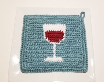Häkelanleitung Wein Topflappen, Rotwein Schaubild, Geschrieben PDF Download Topflappen Hot Pad Muster Weintrinker Liebhaber Genießer Geschenk