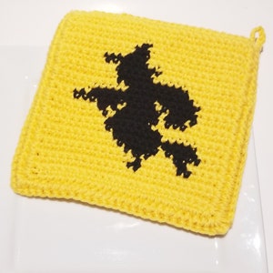 Witch Potholder PDF Crochet Pattern - Halloween - Graph & Written Instructions - Color Change Single Crochet Pot Holder Hot Pad