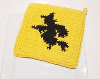 Witch Potholder PDF Crochet Pattern - Halloween - Graph & Written Instructions - Color Change Single Crochet Pot Holder Hot Pad