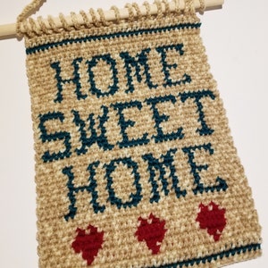 Home Sweet Home Crochet Pattern, Wall Hanging, Wall Decor Art Deco Single Crochet Graph Intarsia Tapestry Download Pattern Crochet