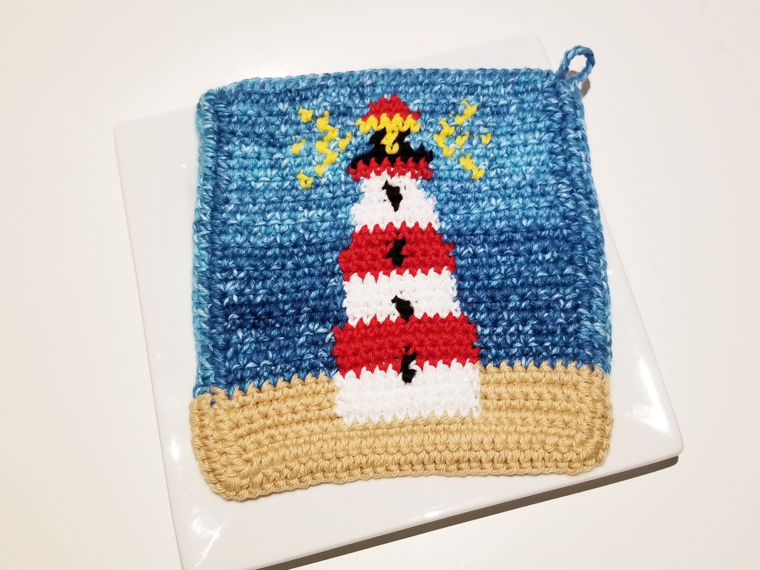 Lighthouse Crochet Pattern Nautical Potholders Single Crochet Etsy