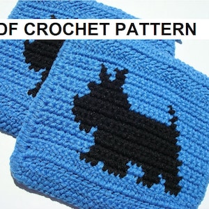 Scotty Dog Potholder PDF Crochet Pattern, Scottish Terrier Pot Holder - Graph and Written Instructions, Single Crochet - Afghans, Scarf, SC