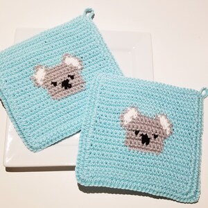 Koala Potholder Crochet Pattern Single Crochet Graph Pattern Written Instructions Digital Download PDF Pattern Pot Holder Koala Bear