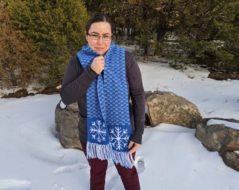 Snowflake Scarf Winter Crochet Pattern Single Crochet Graph Written Instructions Word Chart PDF Download Winter Snow Scarf Scarves Pattern