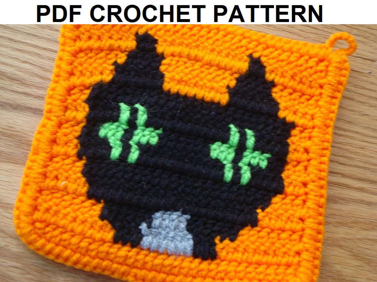 Black Cat Potholder PDF Crochet Pattern Graph Written Etsy