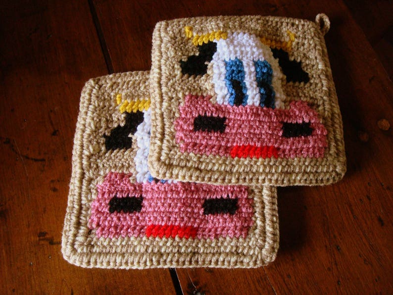 COW Potholder PDF Crochet Pattern Graph and Written Etsy