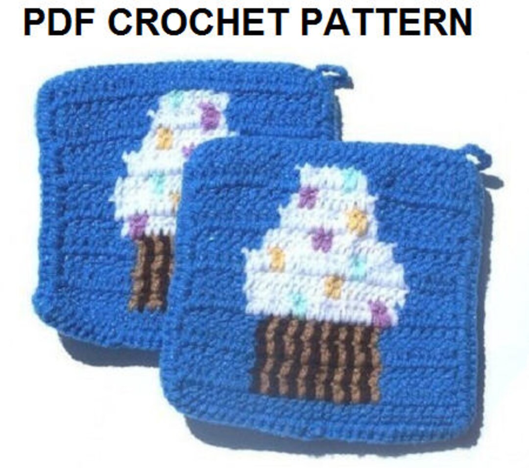 Cupcake Potholder PDF Crochet Pattern Graph and Written Instructions